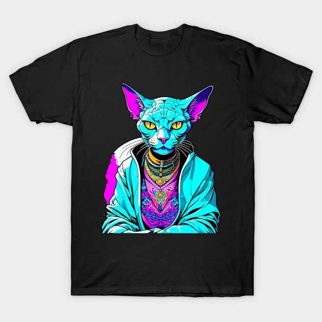 Sphynx cat Cyberpunk T-Shirt by Bellarulox